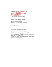비 유클리드 기하학의 요소들 (The Elements of non-Euclidean Geometry, by Julian Lowell Coolidge) 커버