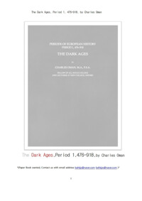 유럽중세시대의 암흑시대 제1기 (The Dark Ages, Period 1, 476-918, by Charles Oman) 커버