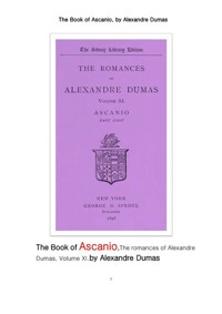 아스카니오, 뒤마의 로망스 이야기인 (The Book of Ascanio,The romances of Alexandre Dumas, Volume XI.by Alexandre Dumas) 커버